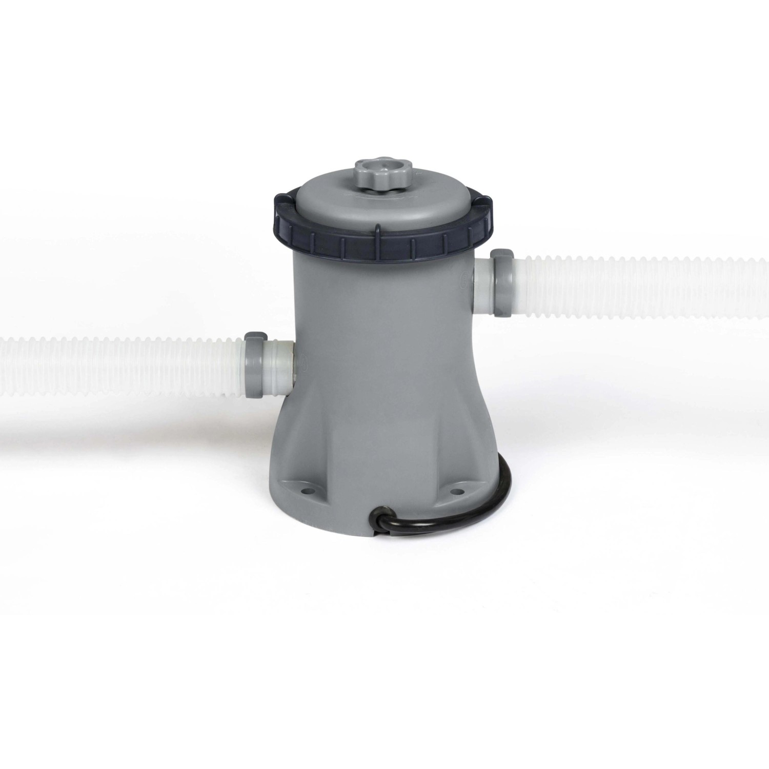 Bestway Filterpumpe für Stahlrahmenpool, grau, mit Schläuchen.