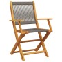 Grauer Gartenstuhl aus Akazienholz und Polypropylen, Teil des vidaXL Bistro-Sets.