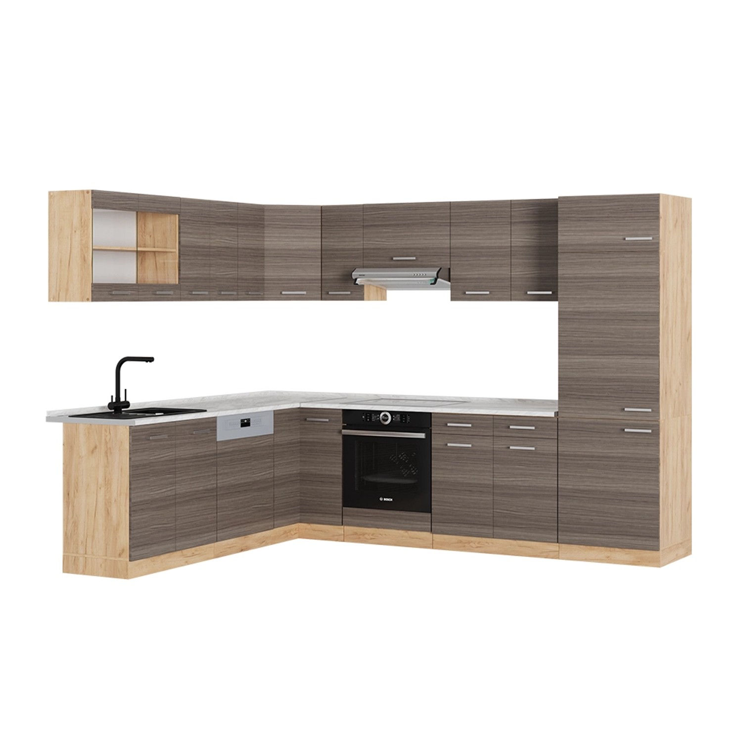 Vicco R-Line Eckküche Edelgrau/Goldkraft Eiche 227 x 287 cm AP Marmor günstig online kaufen