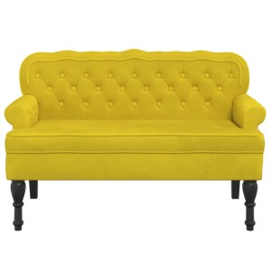 vidaXL Sitzbank mit Rückenlehne Gelb 119,5x64,5x75 cm Samt 372162