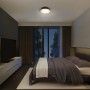 Schwarze Ledvance LED-Deckenleuchte Orbis Madrid, Ø 29 cm, im Schlafzimmer.