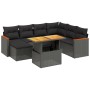 Schwarze 8-tlg. vidaXL Garten-Sofagarnitur aus Poly Rattan mit Tisch und Kissen.