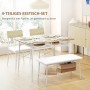 HOMCOM Essgruppe mit Tisch, 2 Stühlen und Bank in Eiche/Weiß. Esszimmer Möbel Set mit Stauraum.