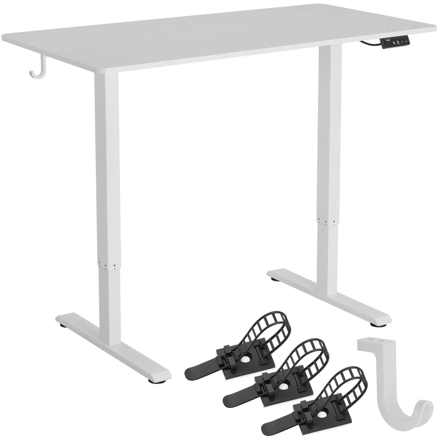 Tectake Höhenverstellbarer Schreibtisch Loki Elektrisch  2 Stufig Memoryfunktion  Antikollisionssystem  60 x 120 x 116 cm Weiß