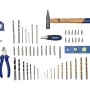 LUX Werkzeugkoffer, 71-teilig: Sortiment mit Bohrern, Bits, Hammer, Zangen, Wasserwaage und Bandmaß.