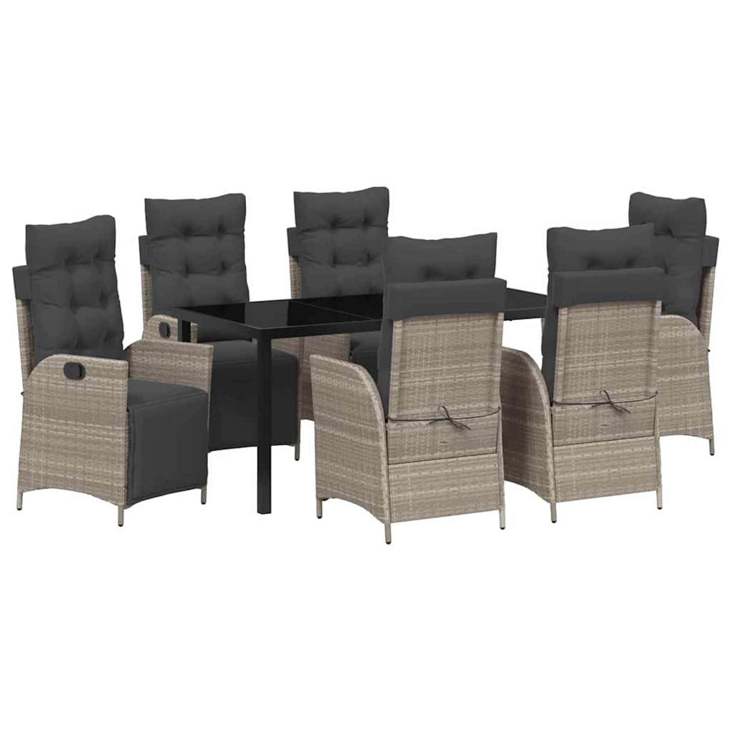 vidaXL Garten Essgruppe 7-Tlg Hellgrau Poly Rattan 3380572 günstig online kaufen