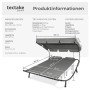 Tectake Gartenliege Livorno für 2 Personen: Graue Sonnenliege mit schwarzem Metallgestell, verstellbarem Sonnendach und Maßen.