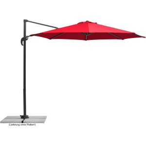 Roter Schneider Ampelschirm (Ø 300 cm) mit Kurbelmechanik und stabilem Standfuß.