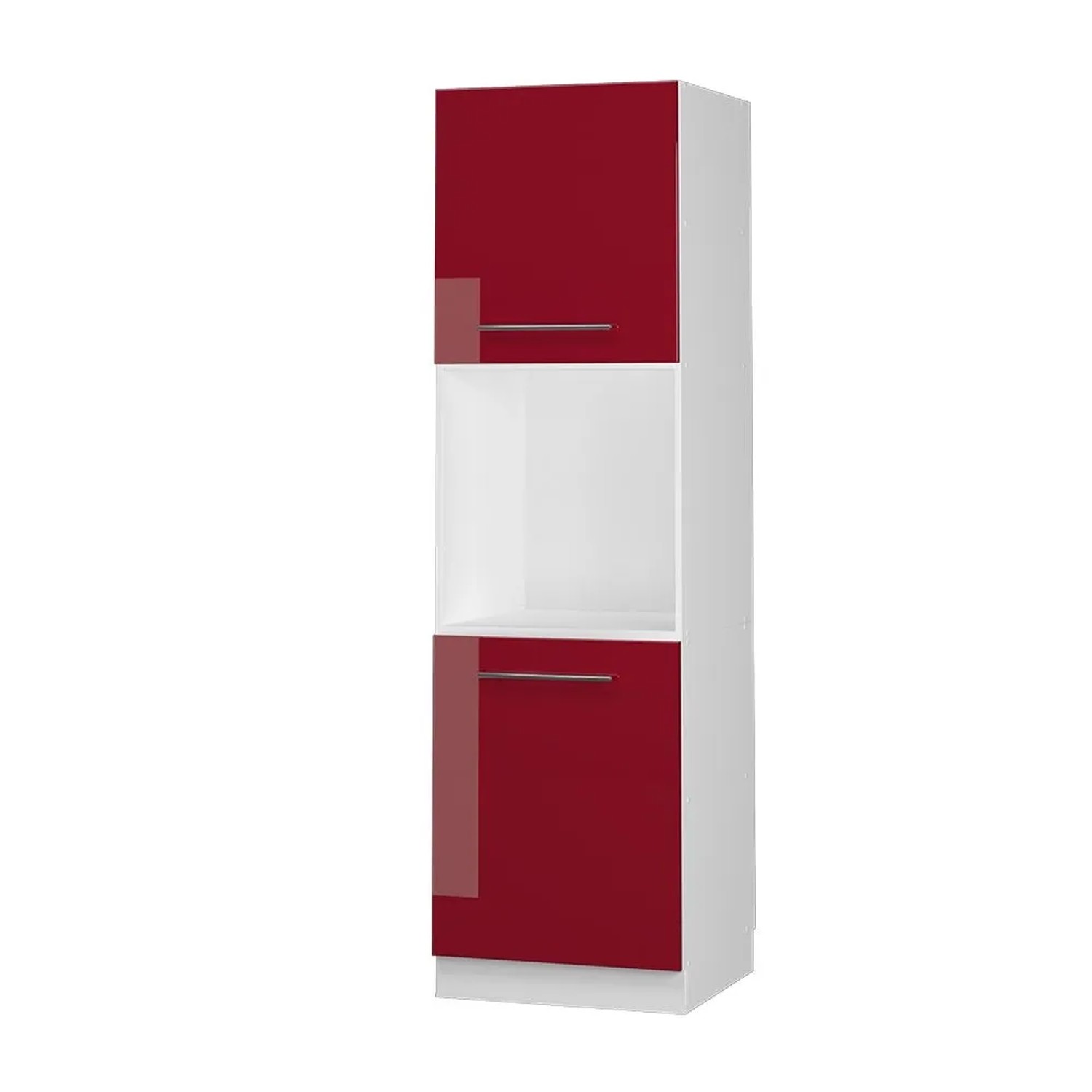 Vicco Herdumbauschrank Fame-Line Bordeaux Hochglanz Weiß 60 cm mit Offenem Regal