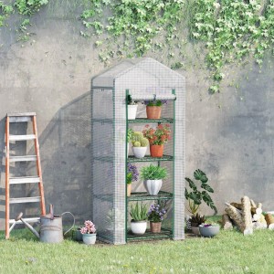 Furnicato Folien-gewächshaus 70x50x160 Cm Weiß Mit 4 Regalfächern