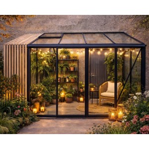 Bloomcabin Premium-Qualität Gewächshaus Wandgewächshaus mit Accoya Fusion GHLTAF9
