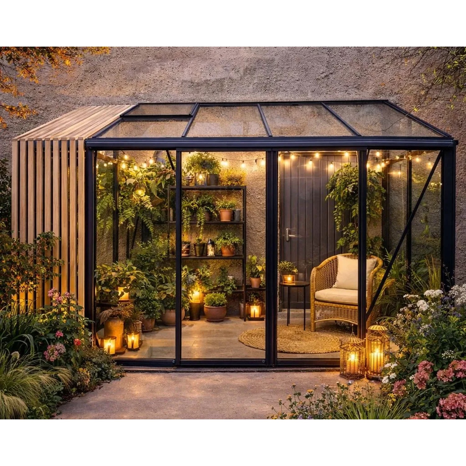 Bloomcabin Premium-Qualität Gewächshaus Wandgewächshaus mit Accoya Fusion GHLTAF9