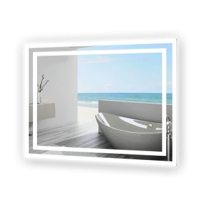 Rechteckiger Aica Sanitär Badspiegel 60x50 cm mit LED-Beleuchtung in Kaltweiß.