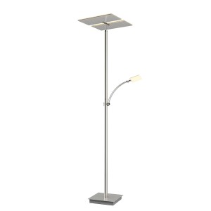 Moderne, dimmbare LED Stehlampe Parthena in Alu. 3-flammige Wohnzimmerleuchte aus Metall.
