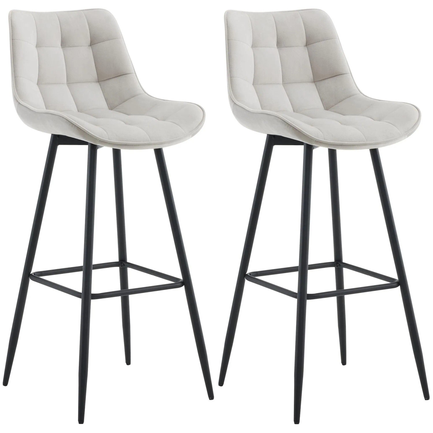 CLP 2er Set Barhocker Dartford grau/Samt