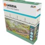 Verpackung des Gardena Tropfbewässerung Set Gemüse-/Blumenbeet für 40 m² mit Anwendungsbeispiel.
