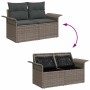 Graues 8-tlg. vidaXL Garten-Sofa-Set aus Poly Rattan mit Stauraum, bestehend aus Sesseln und Tisch.