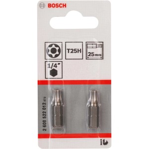 Bosch Schrauber-Bits T25 H-TX Extra-Hart, 2er-Pack. Bits für Schrauber mit T25 Torx Profil.