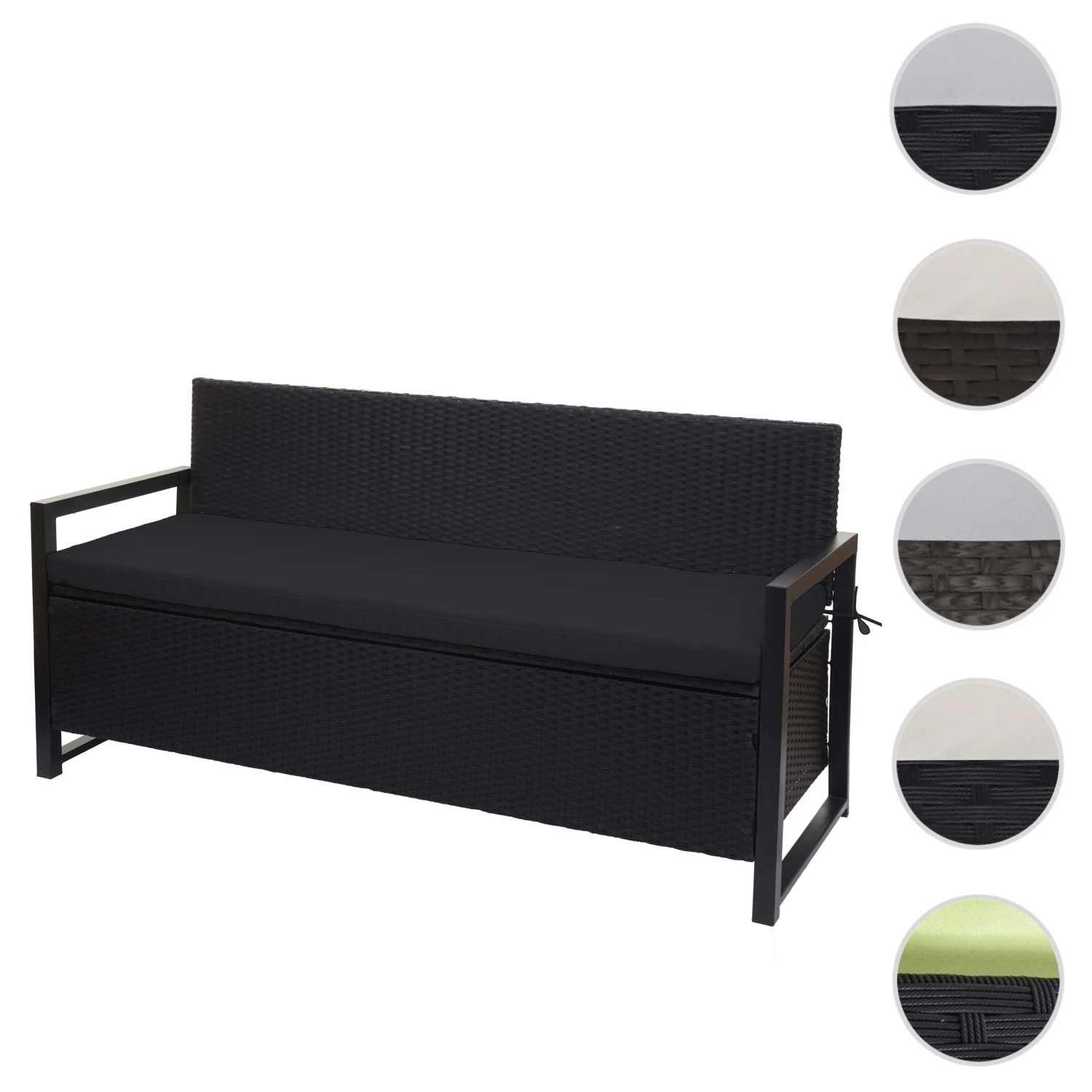 MCW Poly-Rattan 3er Sitzbank F39 anthrazit Kissen Schwarz kaufen 