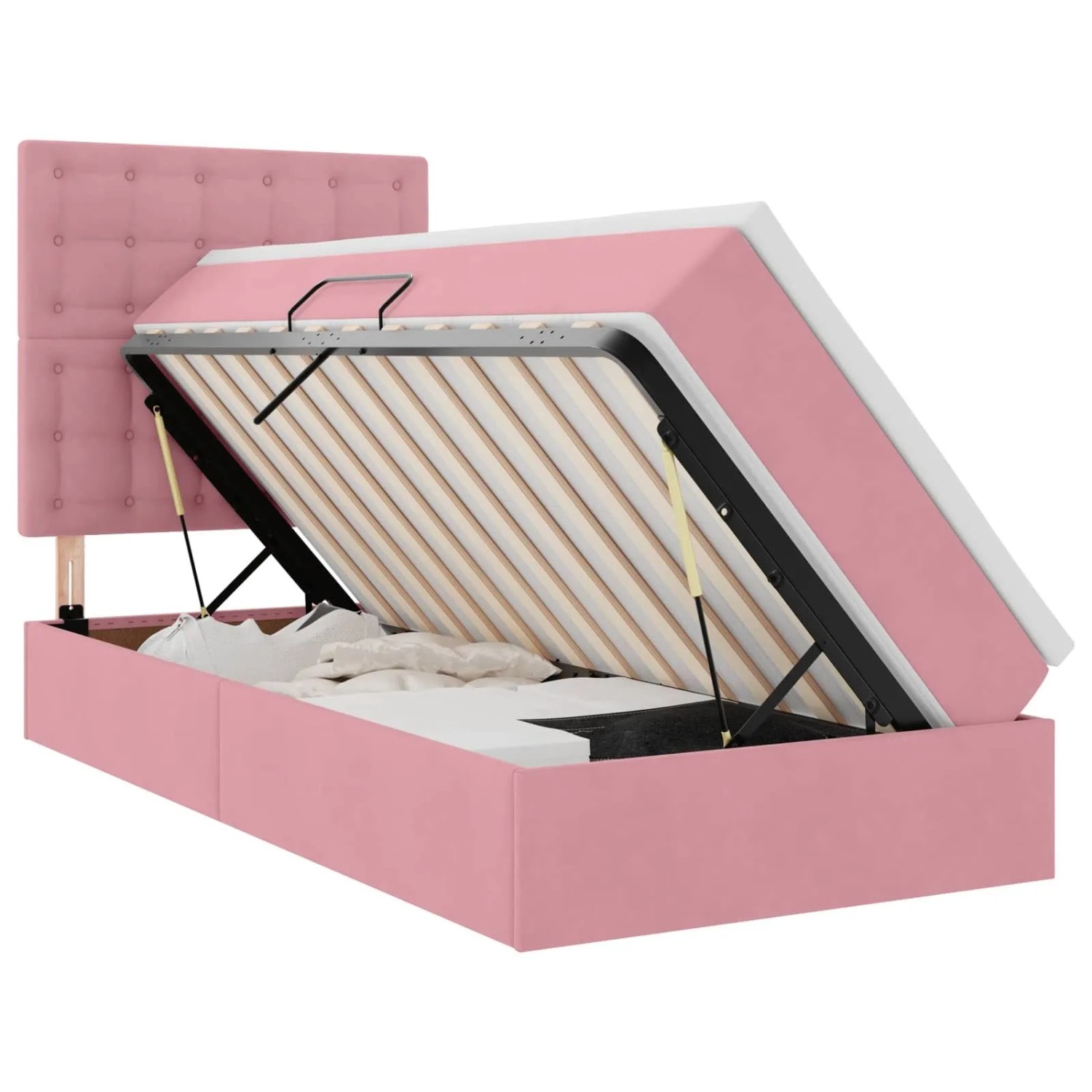 vidaXL Aufbewahrungsbett mit Matratze Rosa 100 x 200 cm Samt 3372134