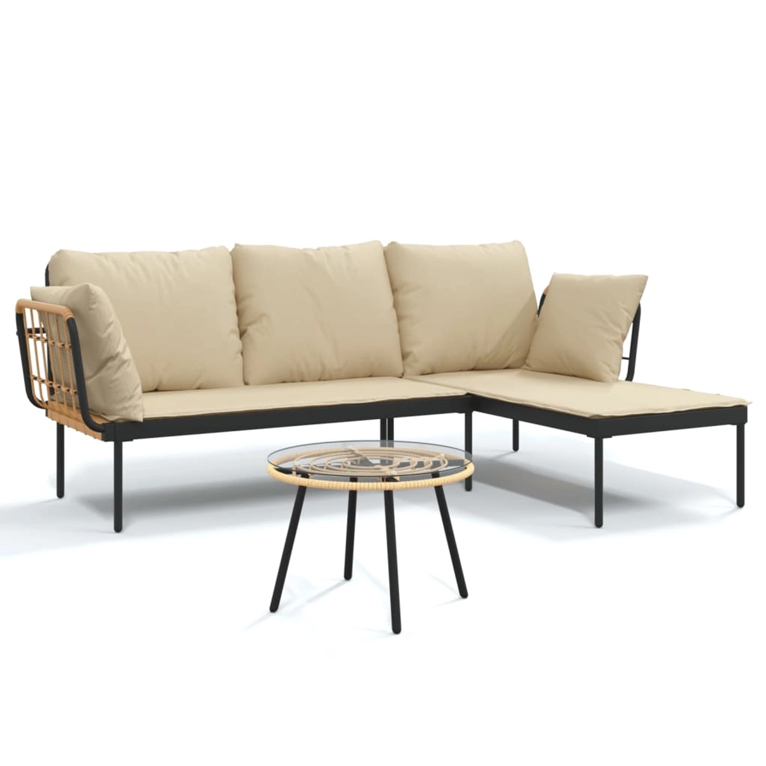 vidaXL 3-Tlg Garten-Lounge-Set mit Kissen Beige Poly Rattan 364108 günstig online kaufen