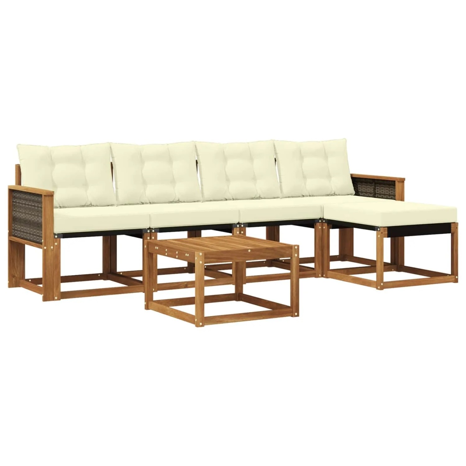 vidaXL Outdoor-Sofagarnitur mit Kissen 6 Stk Natur und Creme 3381898
