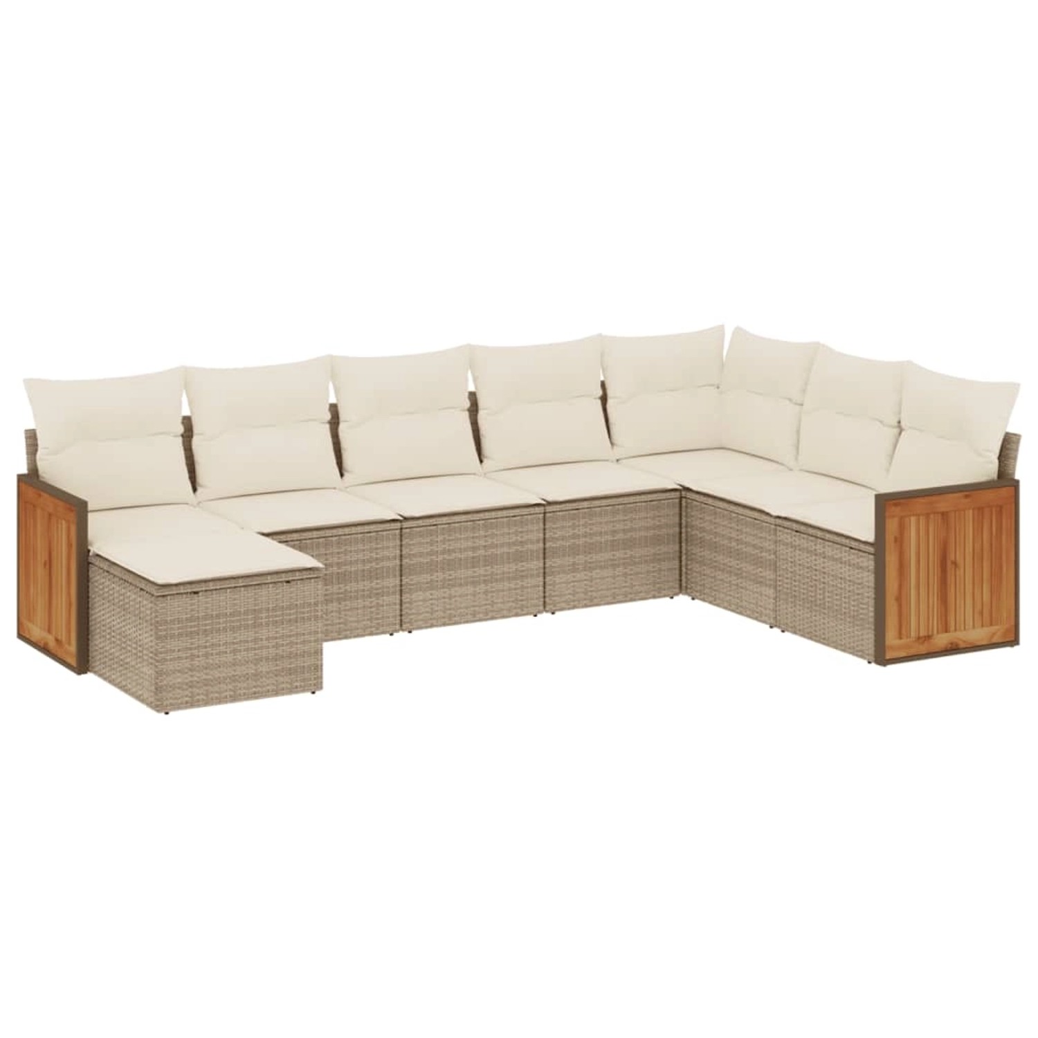 vidaXL 8-Tlg Garten-Sofagarnitur mit Kissen Beige Poly Rattan 3260329 günstig online kaufen
