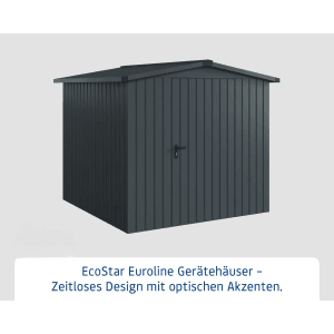 Hörmann EcoStar Gerätehaus Euroline, Satteldach, anthrazitgrau, 237x229 cm.