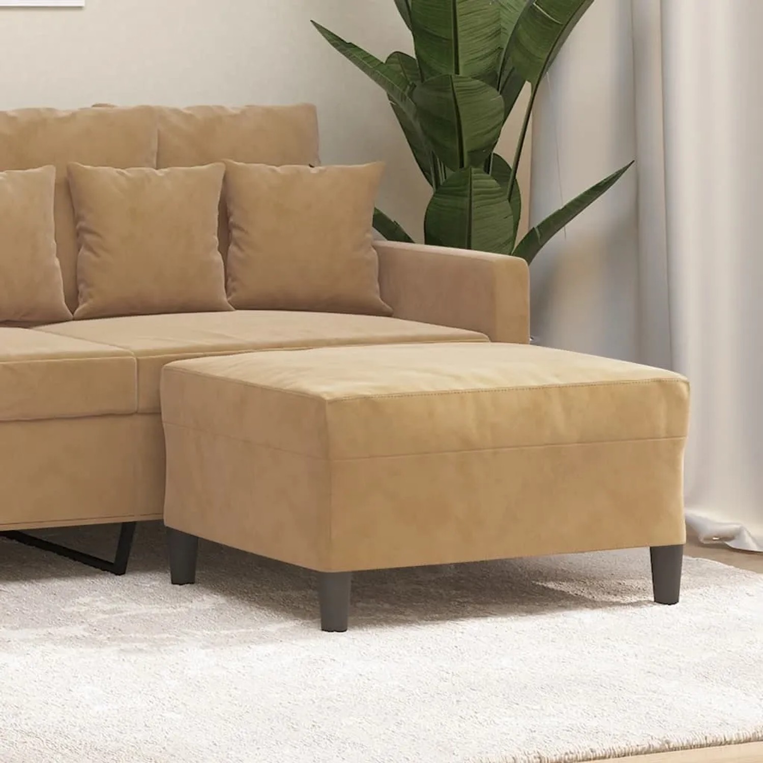 Brauner vidaXL Fußhocker aus Samt, 70x55x41 cm, passend zu Sofas und Sesseln.