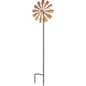 Kupferfarbenes Deko-Windrad aus Metall für den Garten.