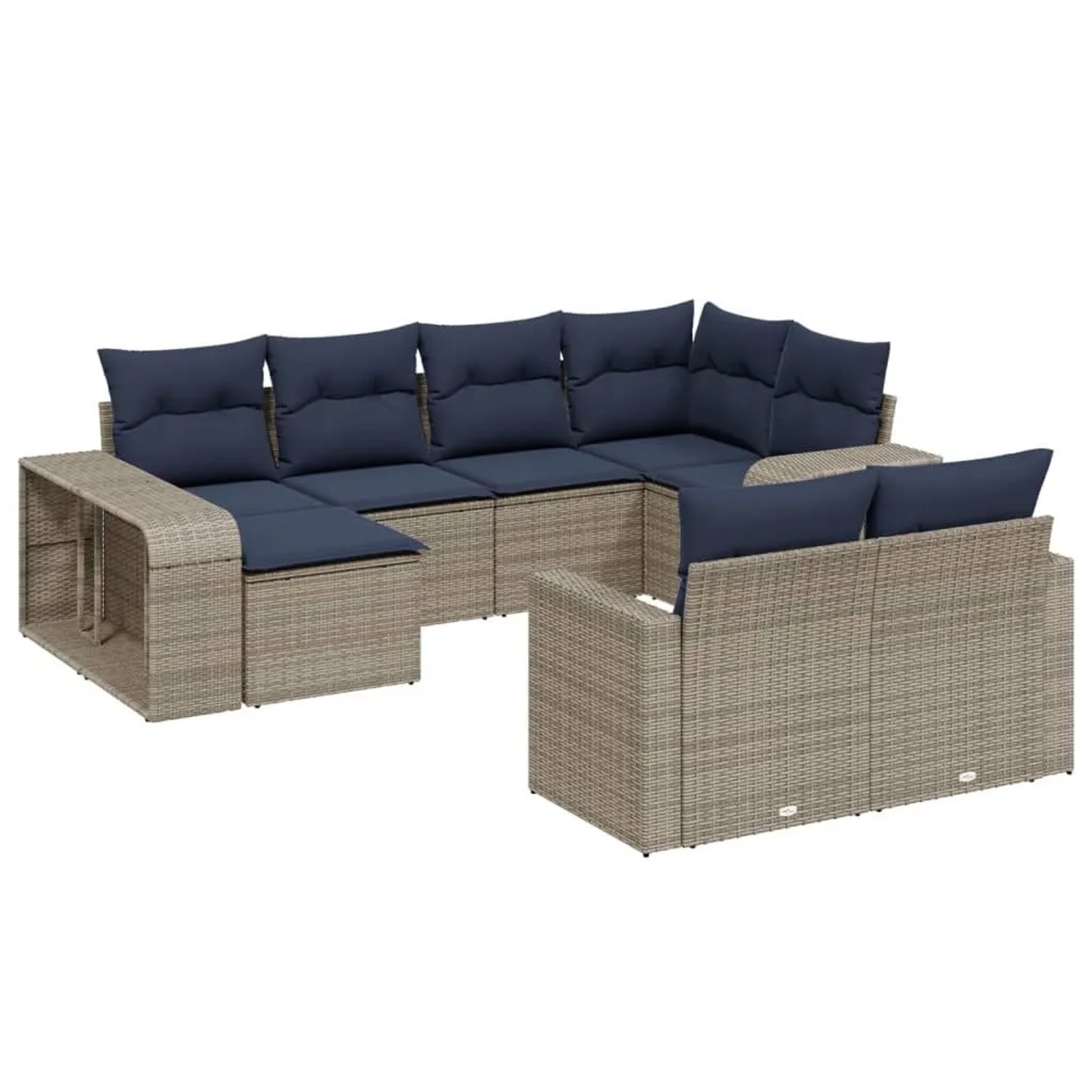 vidaXL 10-Tlg Gartensofa-Set mit Kissen Grau Polyrattan 3228901 günstig online kaufen
