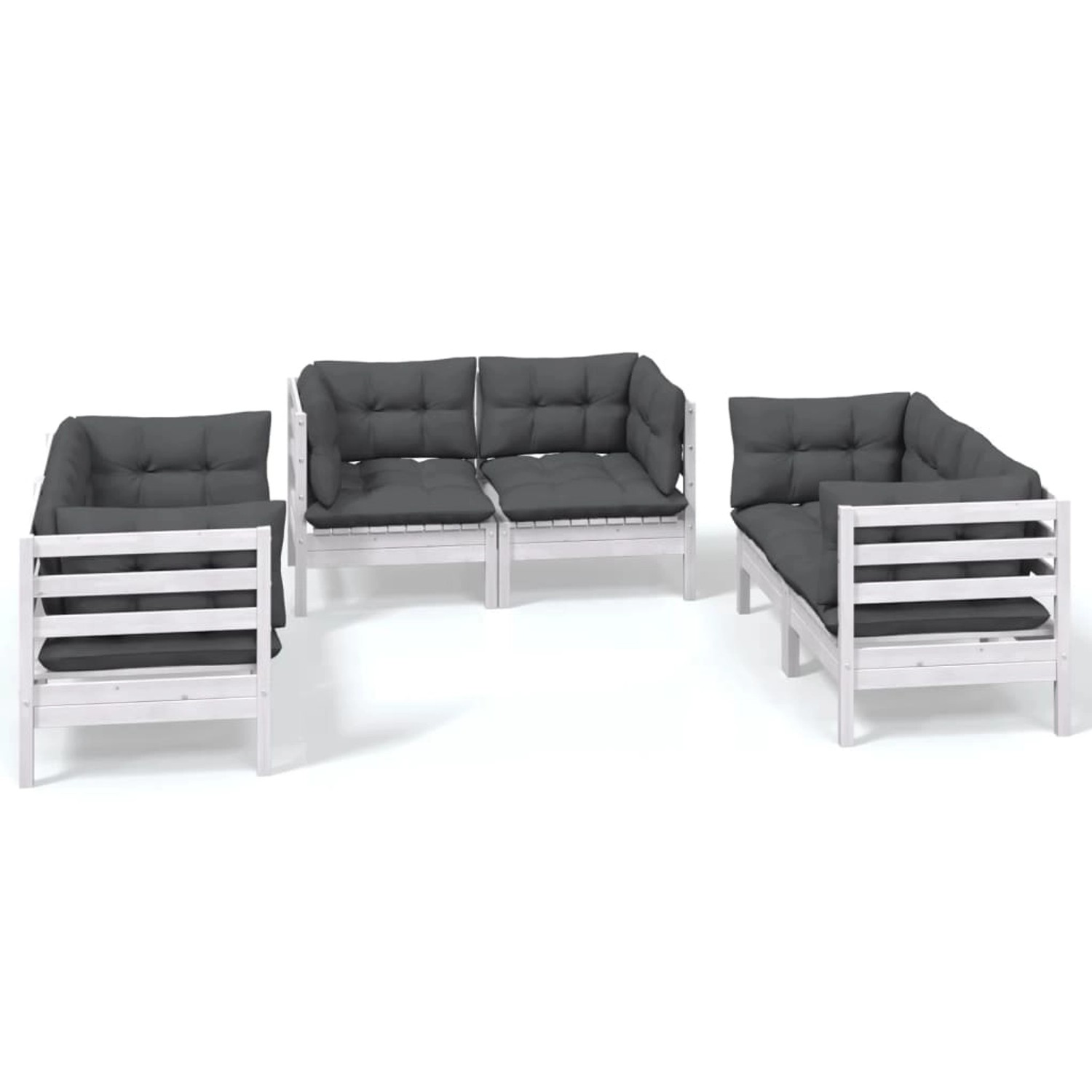 vidaXL 6-tlg Garten-Lounge-Set mit Kissen Massivholz Kiefer Modell 5