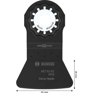 Bosch Tauchsägeblatt ATZ 52 SC für Multifunktionswerkzeuge, geeignet für verschiedene Materialien.