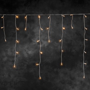 LED Lichtervorhang Eisregen mit 336 bernsteinfarbenen LEDs für innen und außen.