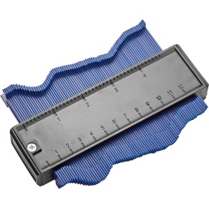 LUX Konturenlehre Classic 152 mm zum Übertragen von Formen, blaue Lamellen, schwarze Halterung mit Skala.