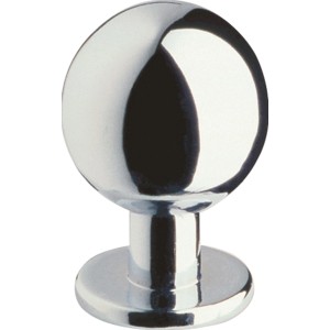 Glänzender, runder Möbelknopf 646 aus Chrom für Schränke und Schubladen.