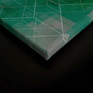 Grünes Leinwandbild mit abstraktem, geometrischem Design für moderne Wanddekoration.