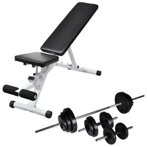 vidaXL Hantelbank mit Langhantel und Kurzhantel Set 30,5 kg 275351