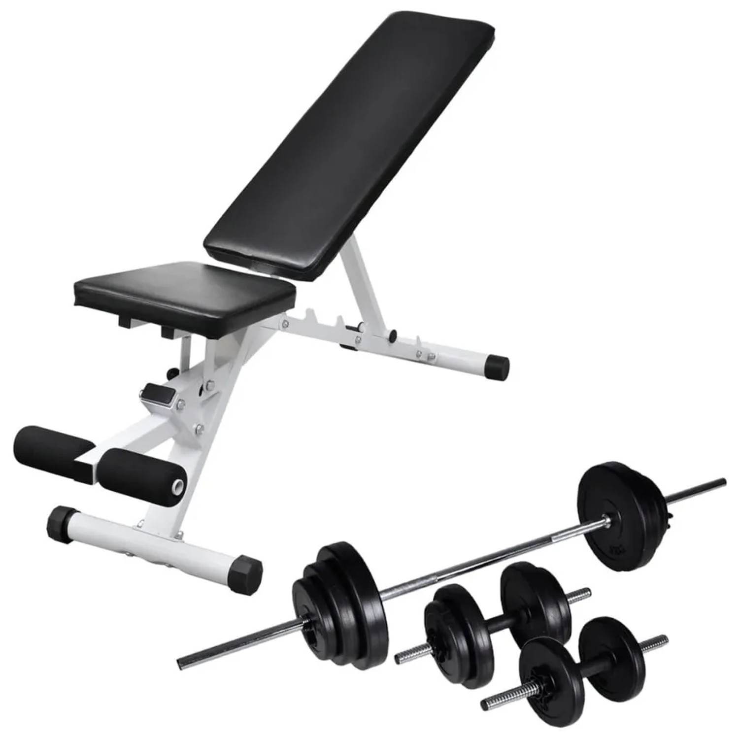 vidaXL Hantelbank mit Langhantel und Kurzhantel Set 30,5 kg 275351