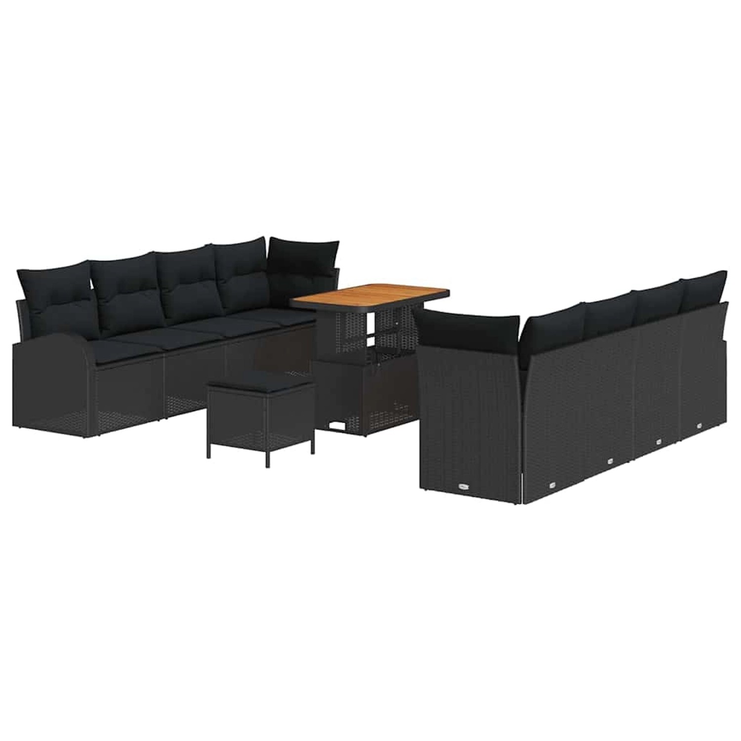 vidaXL 11-Teiliges Garten Sofa Set mit Kissen aus Schwarzem Poly Rattan 336 günstig online kaufen