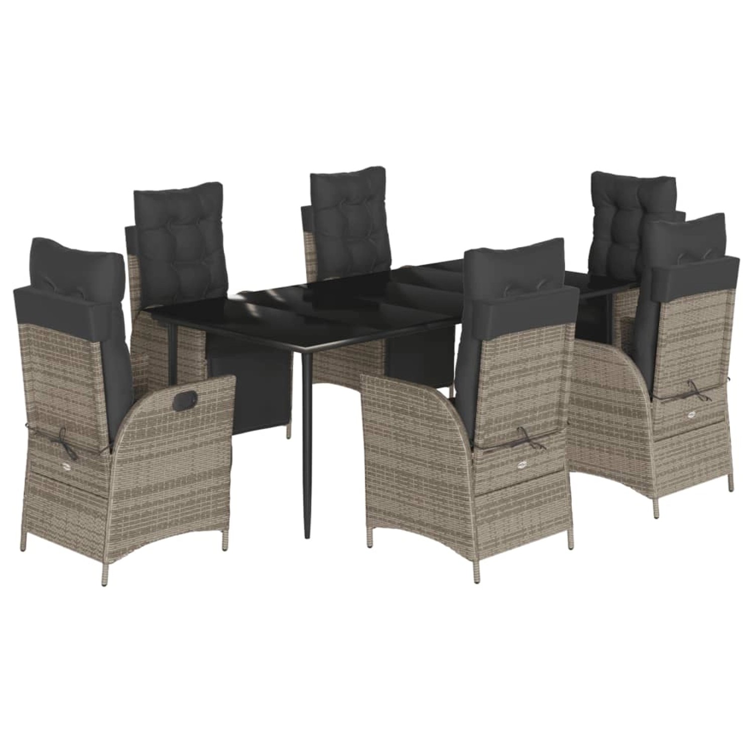 vidaXL 7-Tlg Garten-Essgruppe mit Kissen Grau Poly Rattan 3213425 günstig online kaufen