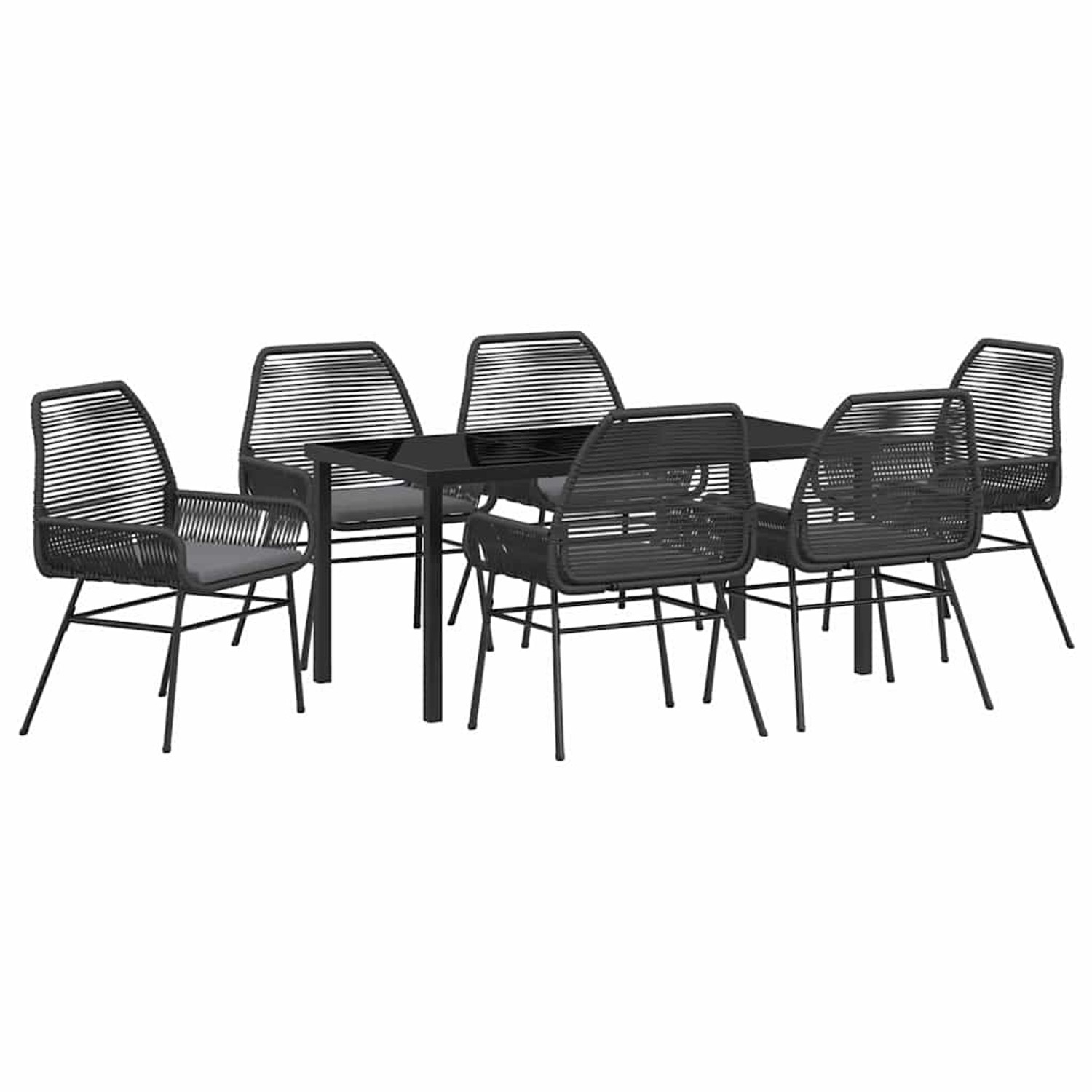 vidaXL Garten Essgruppe 7-Tlg Schwarz Poly Rattan 3380873 günstig online kaufen