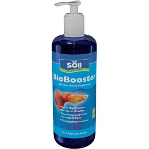Söll BioBooster zur Nitrat-Entfernung im Aquarium, 500ml Flasche mit Dosierpumpe.