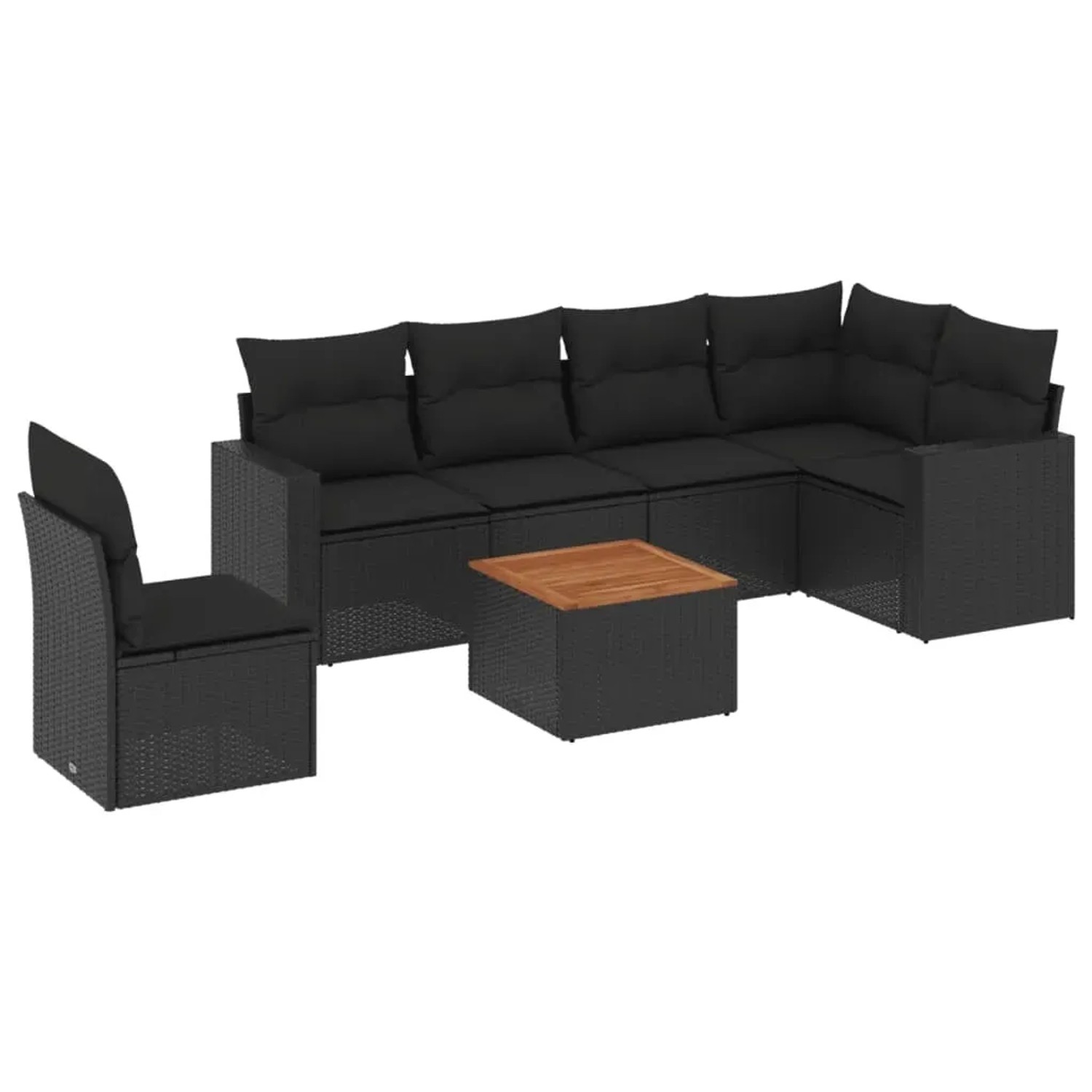 vidaXL 7-Tlg Garten-Sofagarnitur mit Kissen Schwarz Poly Rattan 3256475 günstig online kaufen