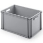 Graue PROREGAL Eurobox (56L) mit offenem Griff, ideal zur Aufbewahrung und als Transportbox.
