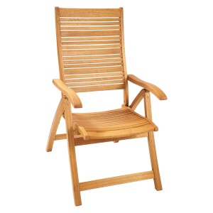 Klappsessel Chelsea aus Eukalyptusholz mit verstellbarer Rückenlehne für Garten oder Balkon.