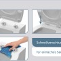 WC-Sitz Duroplast Magic Light mit Schnellverschluss zur einfachen Reinigung.