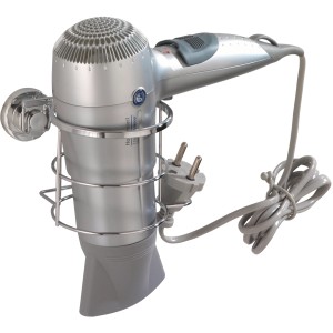 Wenko Föhnhalter Bovino mit Power-Loc Befestigungssystem, Edelstahl, zur Wandmontage ohne Bohren.