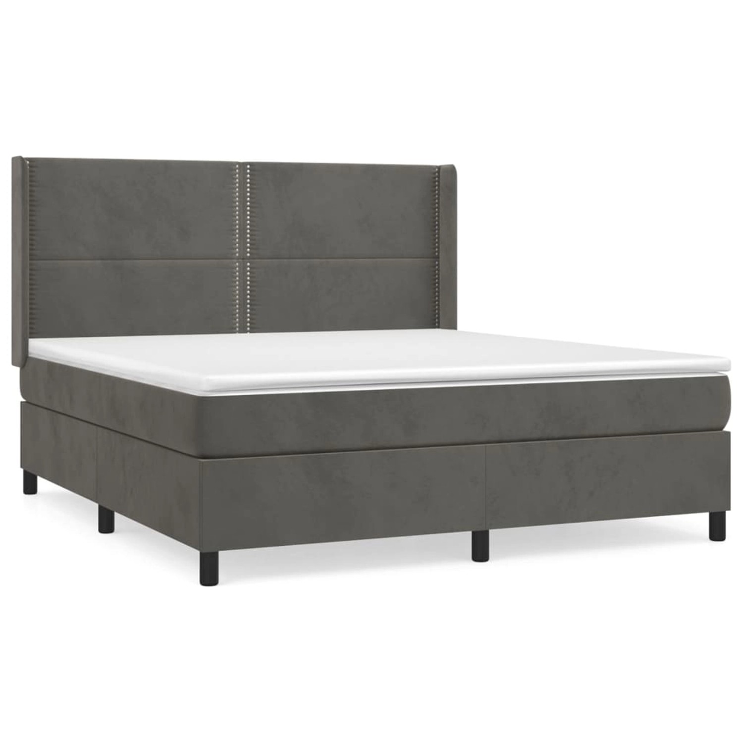 vidaXL Boxspringbett mit Matratze Dunkelgrau 160x200 cm Samt1378623 günstig online kaufen