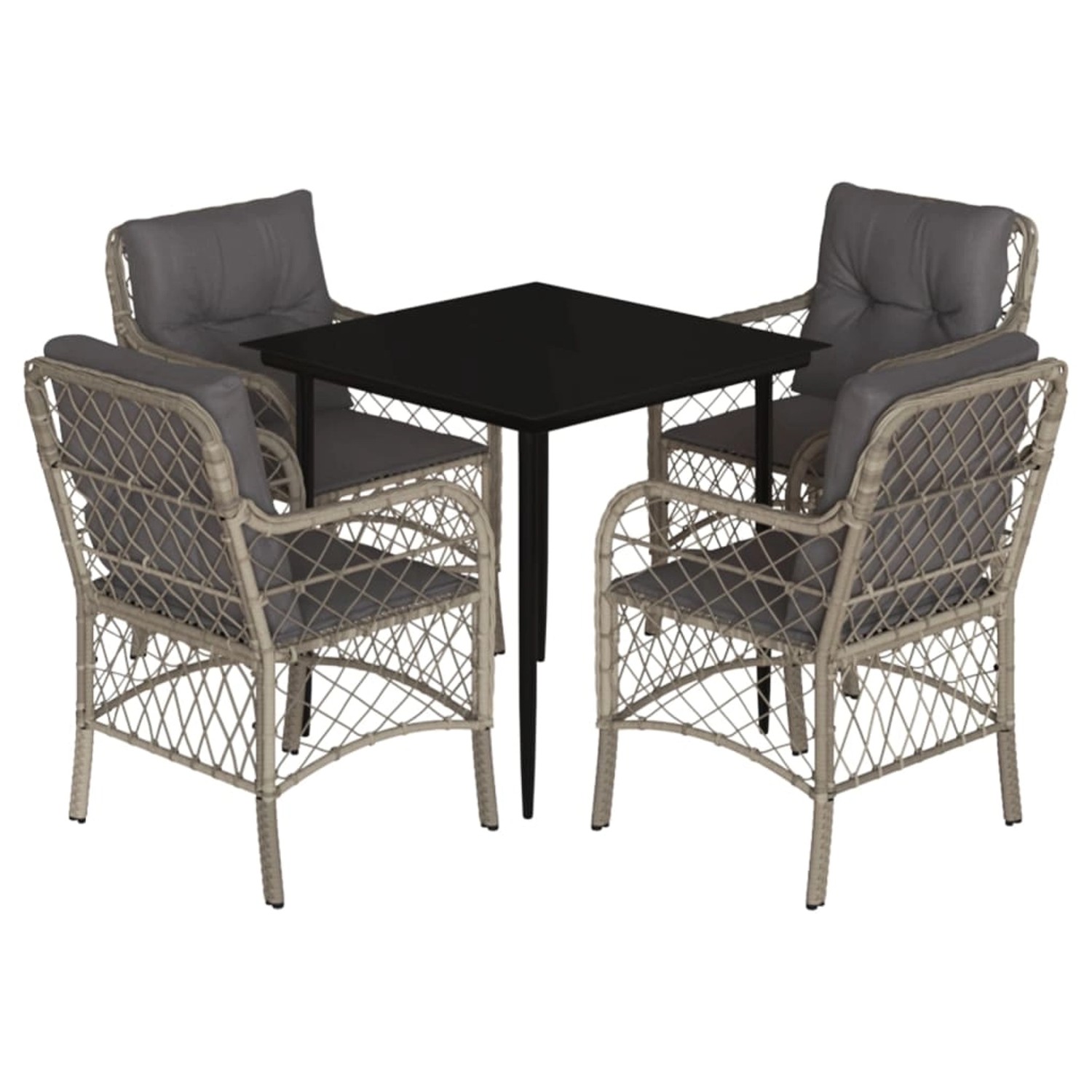 vidaXL 5-Tlg Garten-Essgruppe mit Kissen Hellgrau Poly Rattan 3212167 günstig online kaufen
